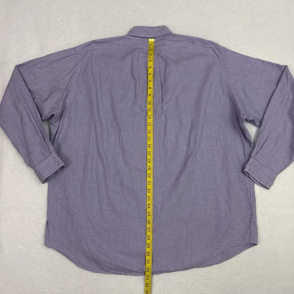 Ralph Lauren Blake Shirt Mens XL Purple Micro Houndstooth Button Down Cotton
